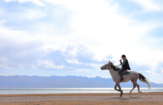 song-kul lake in kyrgyzstan